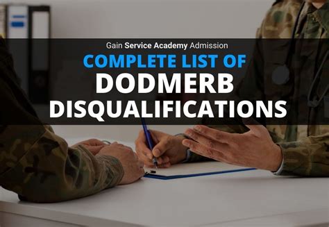 Dodmerb Disqualifications Medical Conditions Normally Not Waiverable.  Dodmerb Disqualifications